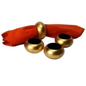 Vintage Gold Acrylic Lacquered Napkin Rings Set of 4 Size 2.5"‎